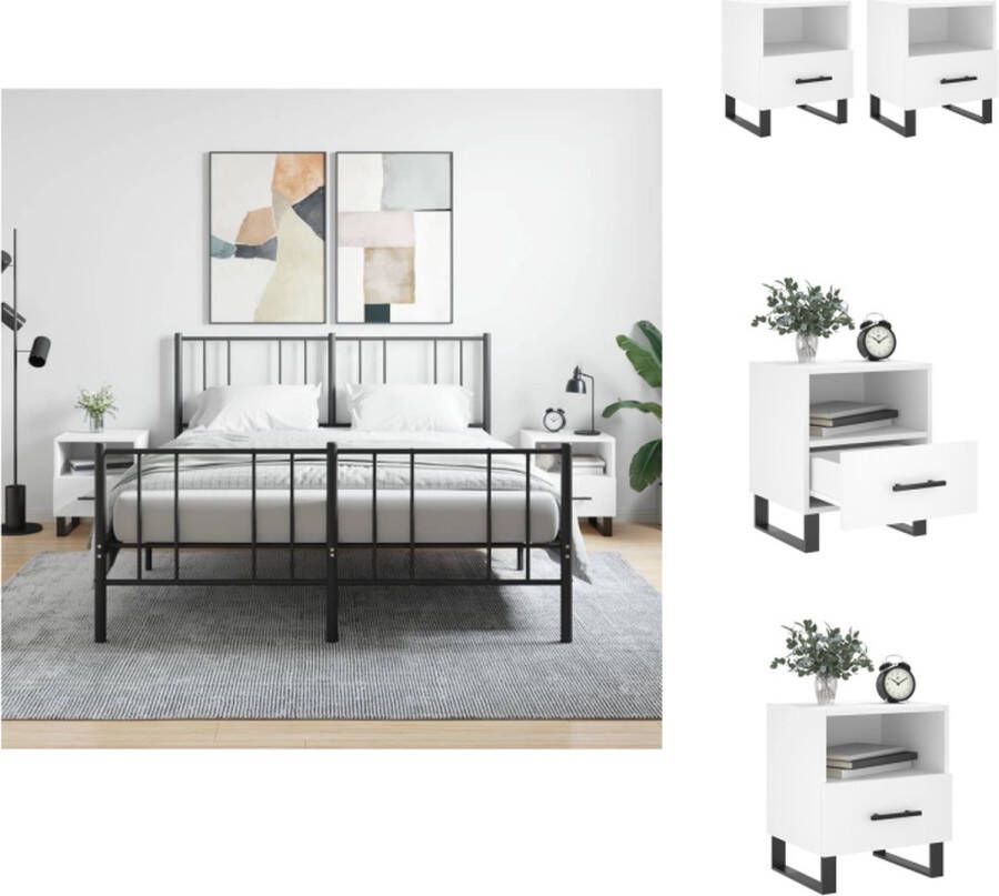 VidaXL Nachtkastje Nachtkastjes Bijzettafel Wandkastje Nachtkastjes 2 st 40x35x47 5 cm bewerkt hout wit - Foto 2