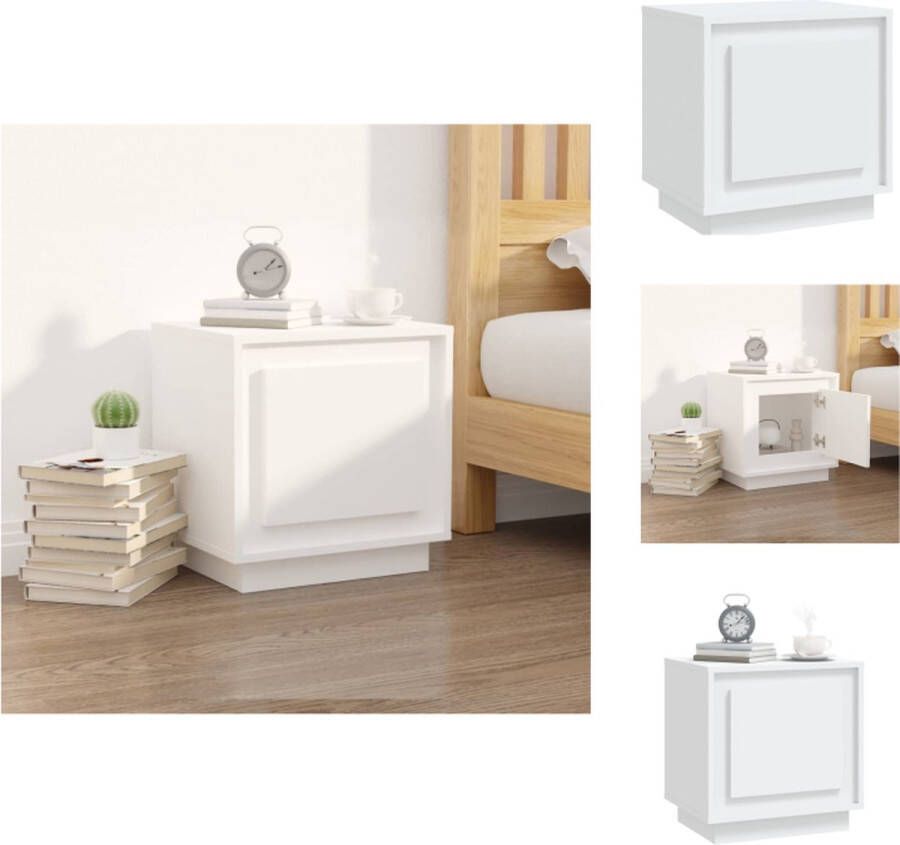 VidaXL Nachtkastje Nachtkastjes Kastje Nachttafel Nachtkastje 44x35x45 cm bewerkt hout wit - Foto 2
