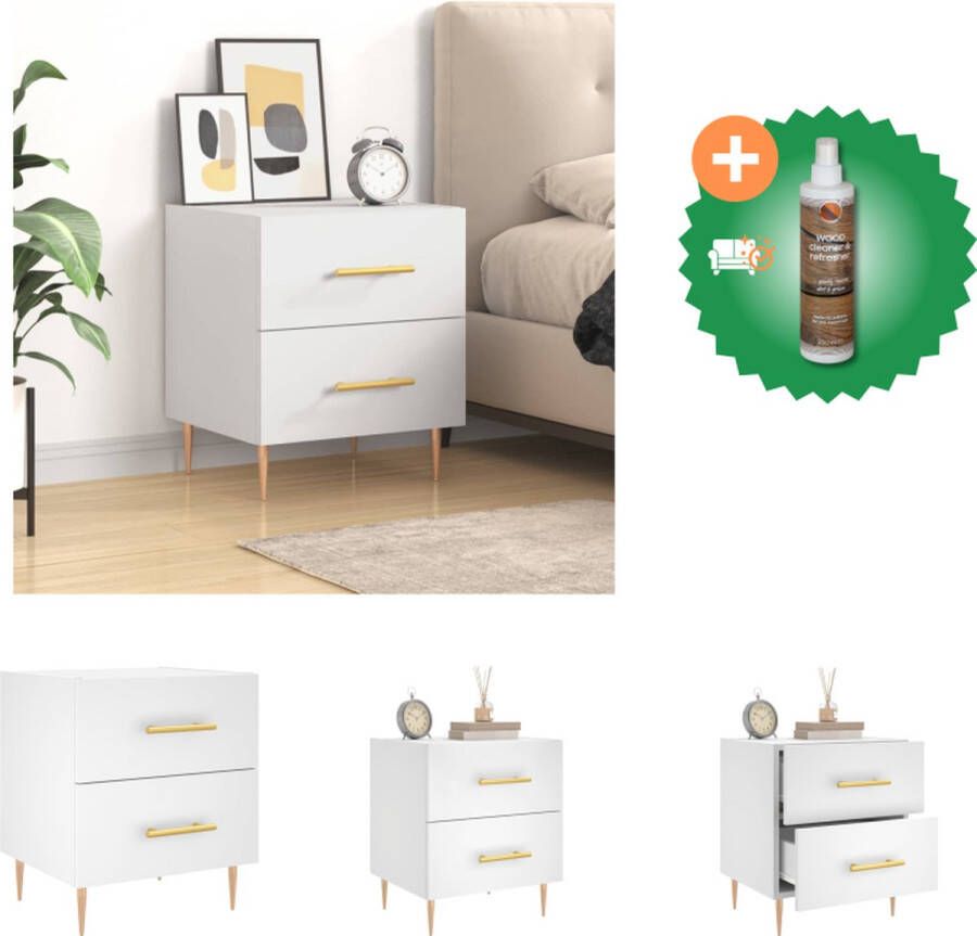 VidaXL Nachtkastje Wit naam Meubel 40x35x47.5 cm Duurzaam hout Veel opbergruimte Kast Inclusief Houtreiniger en verfrisser - Foto 2
