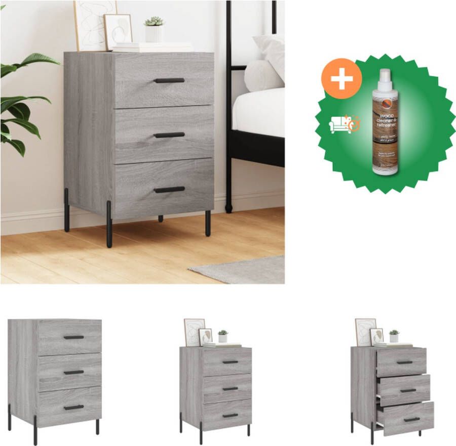 VidaXL Nachtkastje Moderne Charme Nachtkastje 40 x 40 x 66 cm Kleur- Grijs Sonoma Eiken Kast Inclusief Houtreiniger en verfrisser - Foto 3