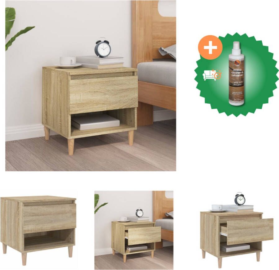 VidaXL Nachtkastje 50x46x50 cm bewerkt hout sonoma eikenkleurig Kast Inclusief Houtreiniger en verfrisser
