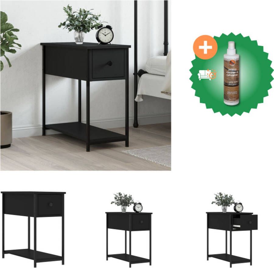VidaXL Nachtkastje Zwart 30x60x60cm Duurzaam bewerkt hout en ijzer Met verstelbare poten Wandmontage vereist Kast Inclusief Houtreiniger en verfrisser - Foto 2