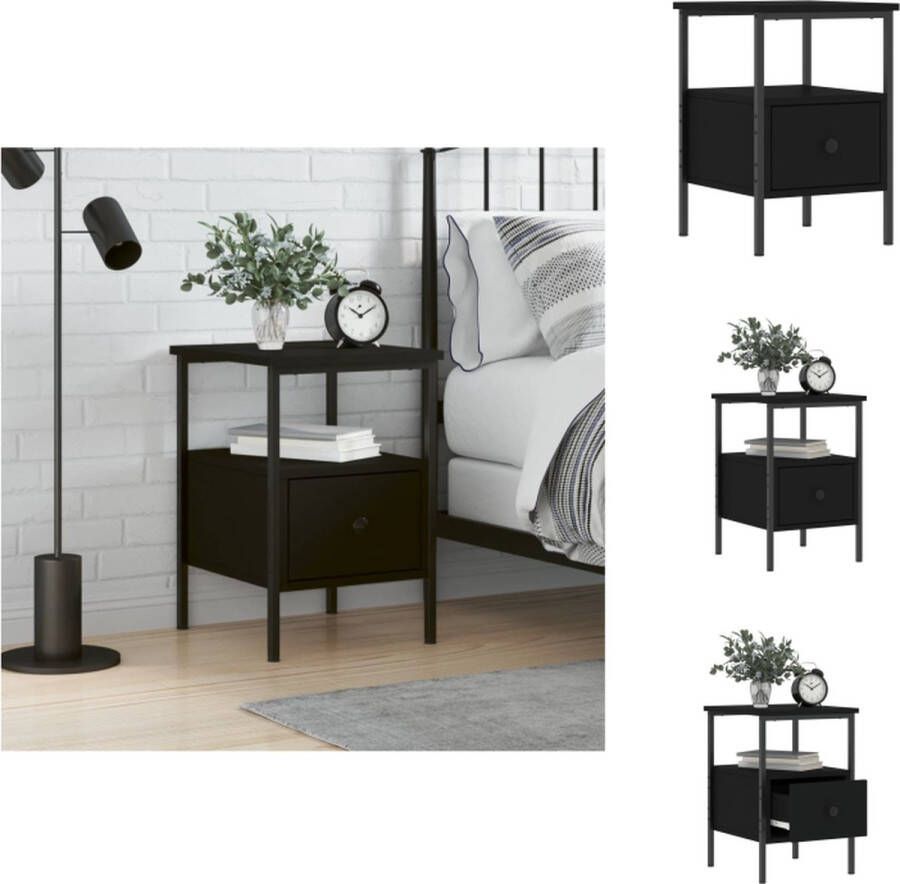 VidaXL Nachtkastje Nachtkastjes Kast Slaapkamermeubel Nachtkastje 34x36x50 cm bewerkt hout zwart - Foto 2