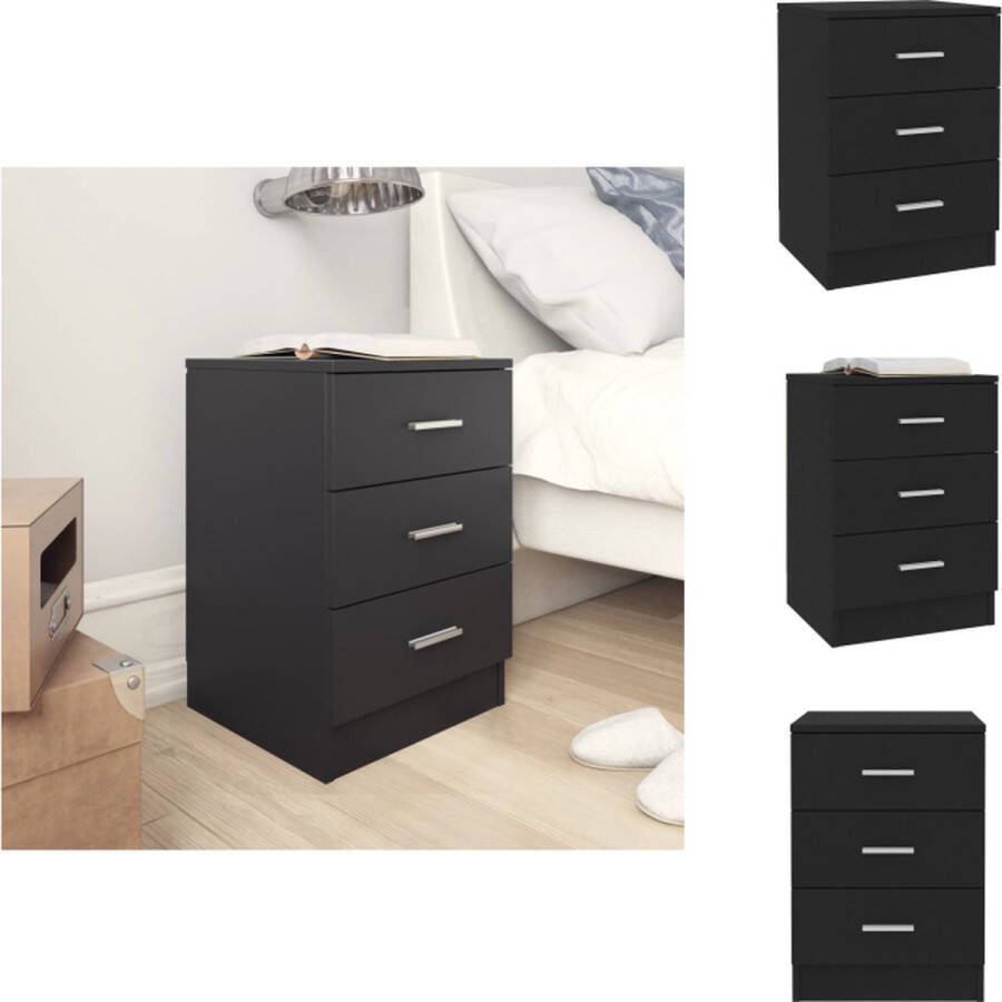 VidaXL Nachtkastje Nachtkastjes Bedkastje Bedkastjes Nachtkastje 38x35x56 cm bewerkt hout zwart