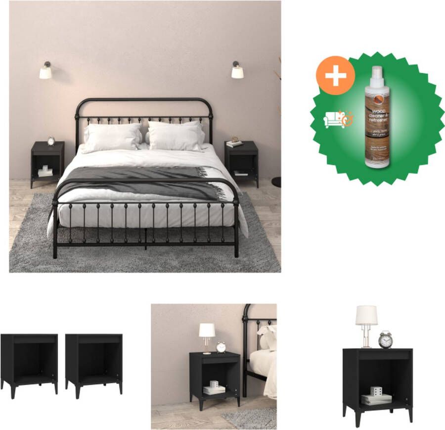 VidaXL Nachtkastje Zwart 40 x 35 x 50 cm Duurzaam bewerkt hout Kast Inclusief Houtreiniger en verfrisser