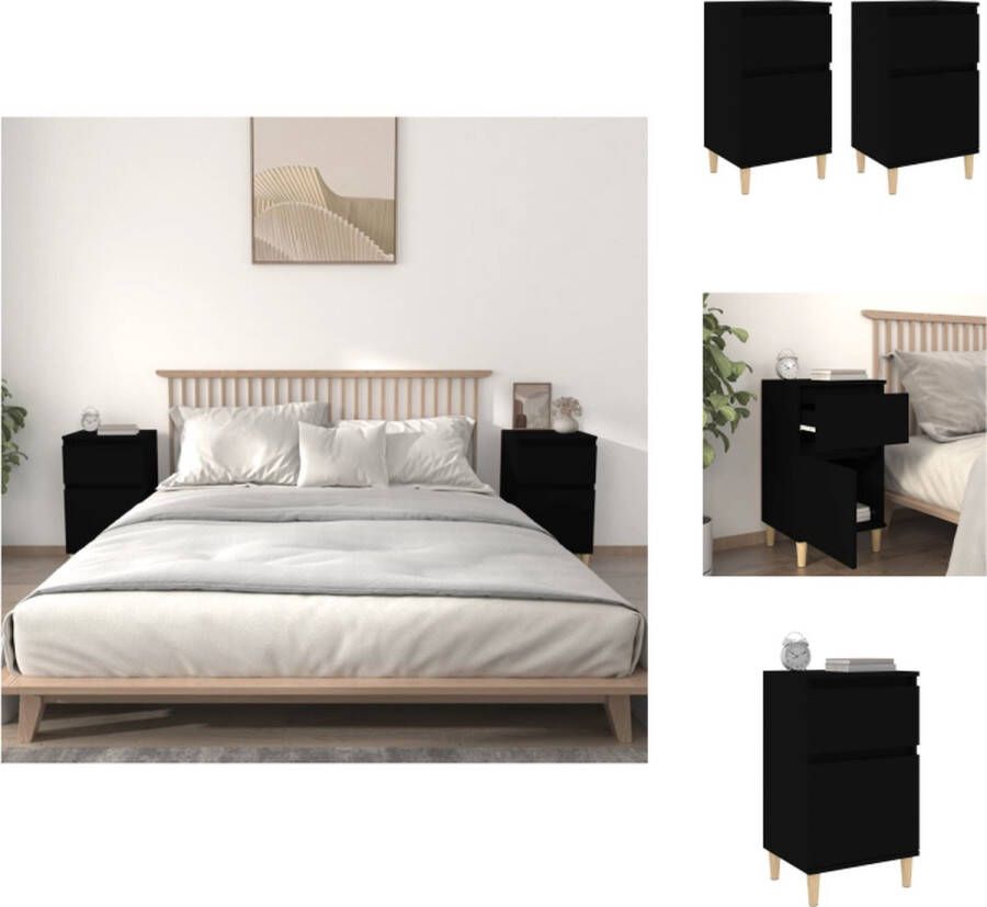 VidaXL Nachtkastje Nachtkastjes Kastje Nachttafel Nachtkastjes 2 st 40x35x70 cm zwart