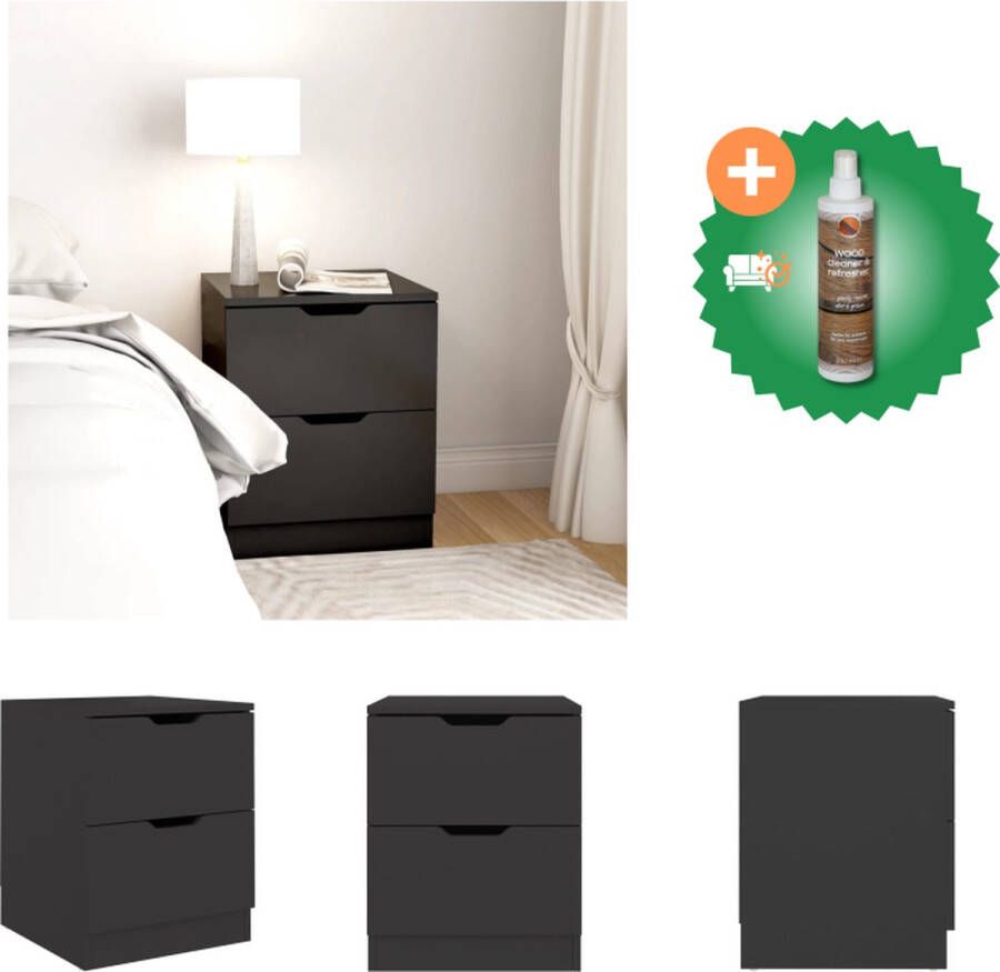 VidaXL Nachtkastje Zwart 40 x 40 x 50 cm Spaanplaat Kast Inclusief Houtreiniger en verfrisser