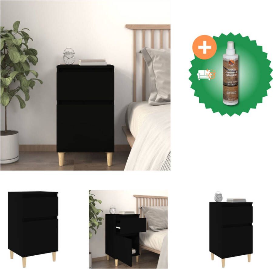 VidaXL Nachtkastje Elegant Meubelen 40x35x70 cm Ken- Zwart Materiaal- Bewerkt hout en metaal Kast Inclusief Houtreiniger en verfrisser