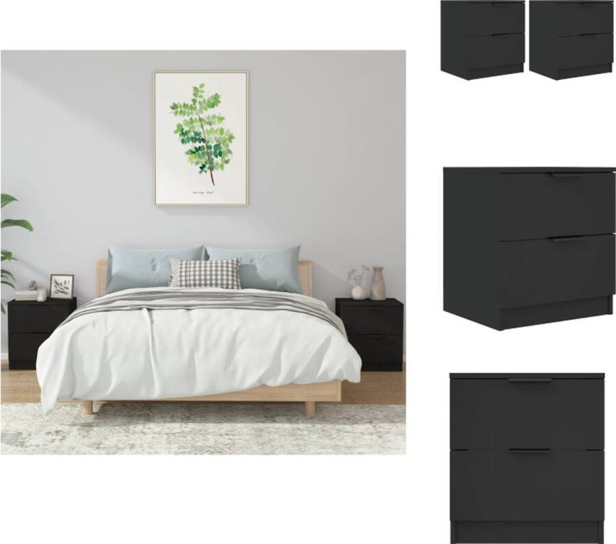 VidaXL Nachtkastje Nachtkastjes Houten Nachtkastje Houten Nachtkastjes 2 st bewerkt hout zwart