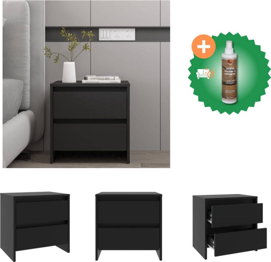 VidaXL Nachtkastje 45x34-5x44-5 cm spaanplaat zwart Kast Inclusief Houtreiniger en verfrisser
