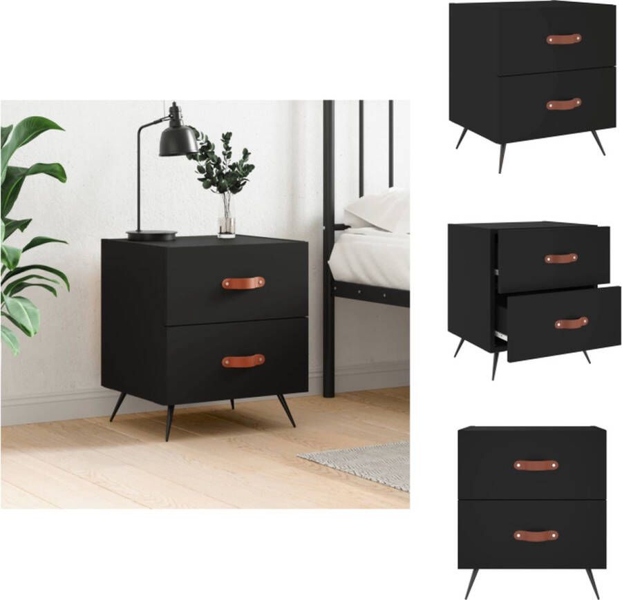 VidaXL Nachtkastje Nachtkastjes Bijzettafel Wandkastje Nachtkastje 40x35x47-5 cm bewerkt hout zwart