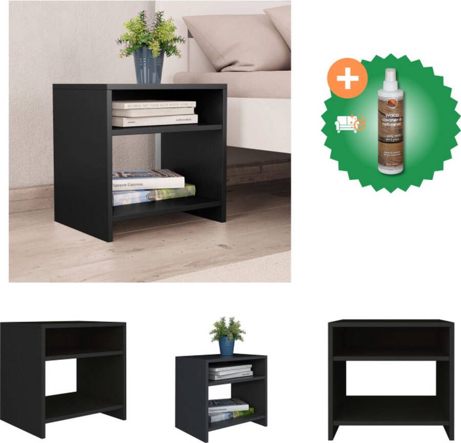 VidaXL Nachtkastje Zwart Hout 40 x 30 x 40 cm Open vak en schap Kast Inclusief Houtreiniger en verfrisser