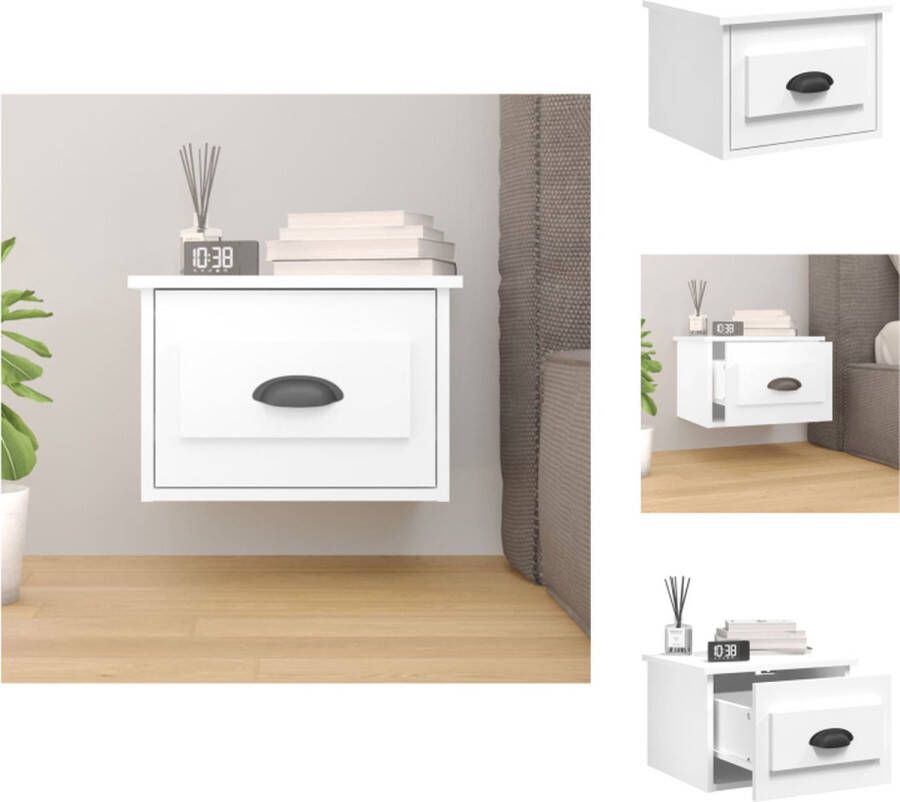 VidaXL Wandnachtkastje Wandnachtkastjes Nachtkastje Wandgemonteerd Nachtkastje wandgemonteerd 41 5x36x28 cm wit - Foto 2