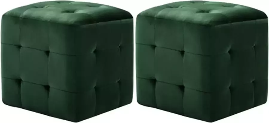 VidaXL -Nachtkastjes-2-st-30x30x30-cm-fluweel-groen - Foto 4