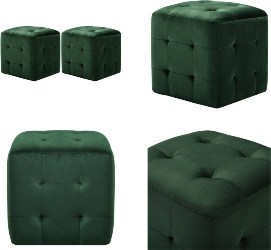 VidaXL Nachtkastjes 2 st 30x30x30 cm fluweel groen Nachtkastje Nachtkastjes Kastje Kastjes