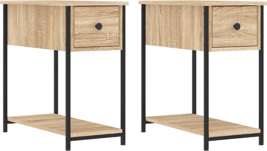 Prolenta Premium INFIORI Nachtkastjes 2 st 30x60x60 cm bewerkt hout sonoma eikenkleurig - Foto 2