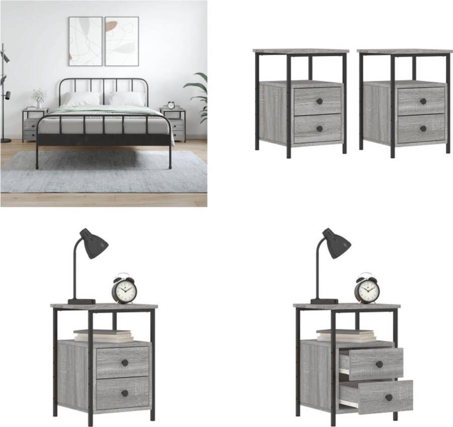 Prolenta Premium INFIORI Nachtkastjes 2 st 34x35 5x50 cm bewerkt hout grijs sonoma eiken