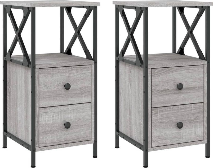 VidaXL -Nachtkastjes-2-st-34x35 5x70-cm-bewerkt-hout-grijs-sonoma-eiken