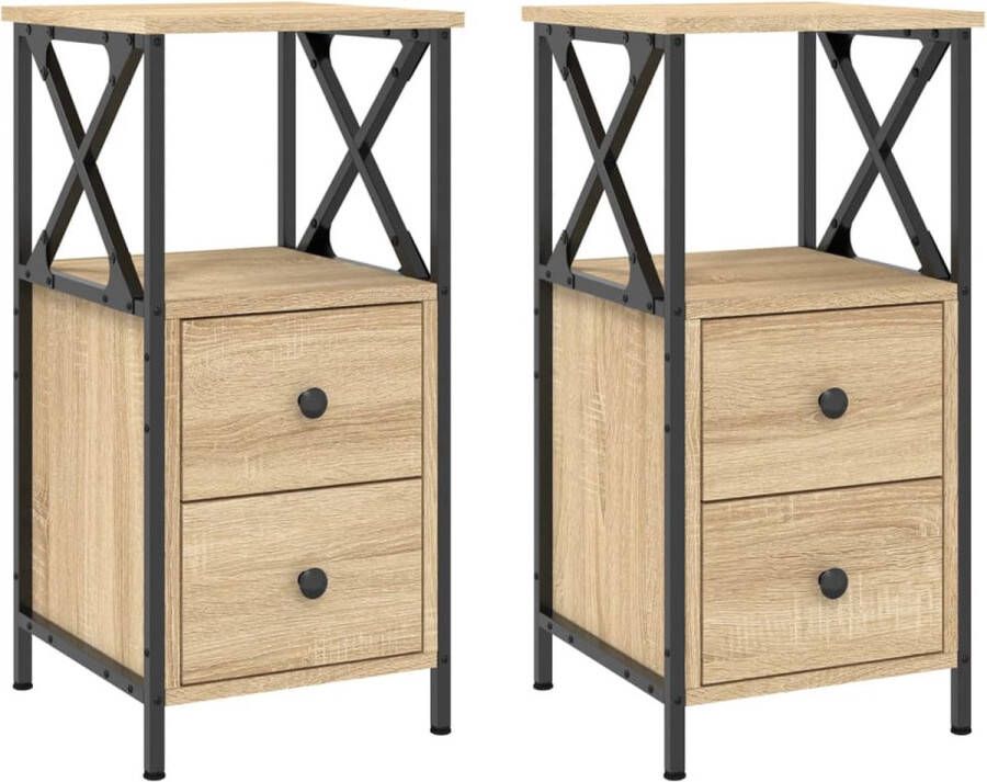 VidaXL -Nachtkastjes-2-st-34x35 5x70-cm-sonoma-eikenkleurig