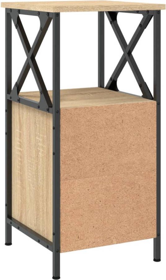 VidaXL Nachtkastje Sonoma Eiken Set van 2 34 x 35.5 x 70 cm Duurzaam Hout en IJzer Kast Inclusief Houtreiniger en verfrisser - Foto 2