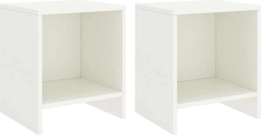 VidaXL Nachtkastjes 2 stuks Grenenhout Wit Nachtkastje Bedsidetable Slaapkamermeubilair Houten Meubelen Landelijke Stijl Witte Meubelen Grenoblenhout - Foto 2