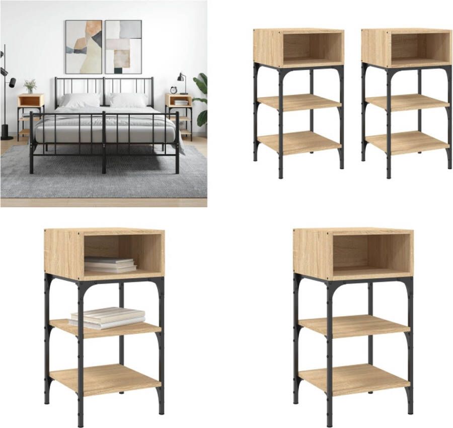 VidaXL Nachtkastjes 2 st 35x34-5x70 cm sonoma eikenkleurig Nachtkastje Nachtkastjes Kast Bijzettafeltje