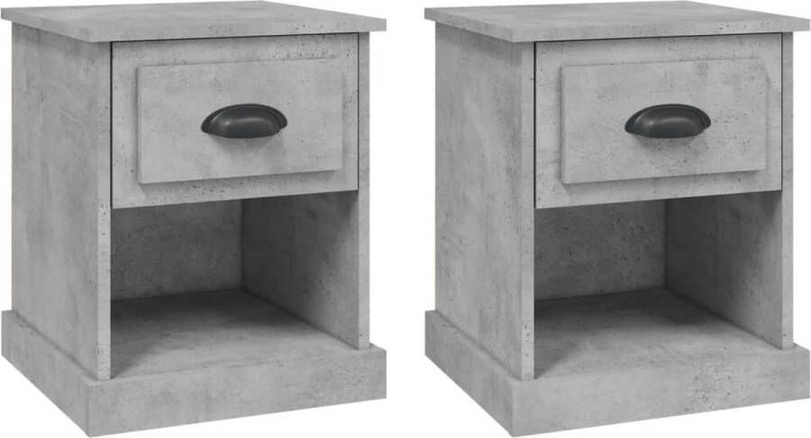 VidaXL Nachtkastjes Set van 2 39x39x47 5 cm Betongrijs Nachtkastjes Betongrijs Houten Meubels Slaapkamerinrichting Opbergmeubelen Designkasten Livingroom Furniture Sidetable Bedside Cabinet Grijze Kasten