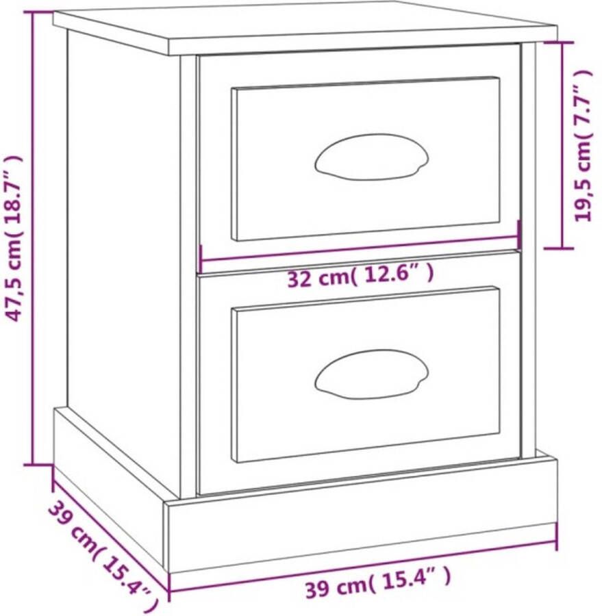 VidaXL -Nachtkastjes-2-st-39x39x47 5-cm-bewerkt-hout-grijs-sonoma-eiken - Foto 4