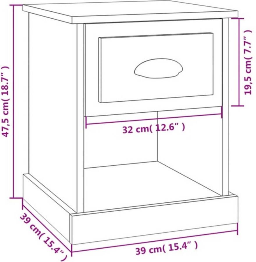 VidaXL -Nachtkastjes-2-st-39x39x47 5-cm-bewerkt-hout-wit - Foto 4