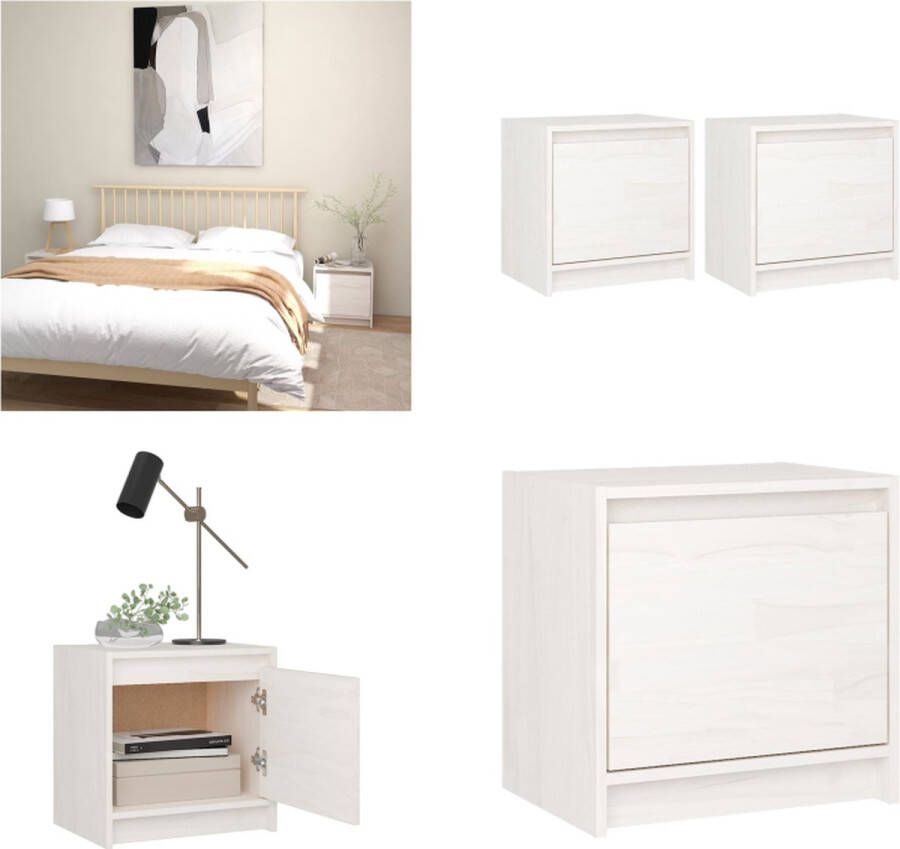 VidaXL Nachtkastjes 2 st 40x30 5x40 cm massief grenenhout wit Nachtkastje Nachtkastjes Nacht Kastje Nacht Kastjes