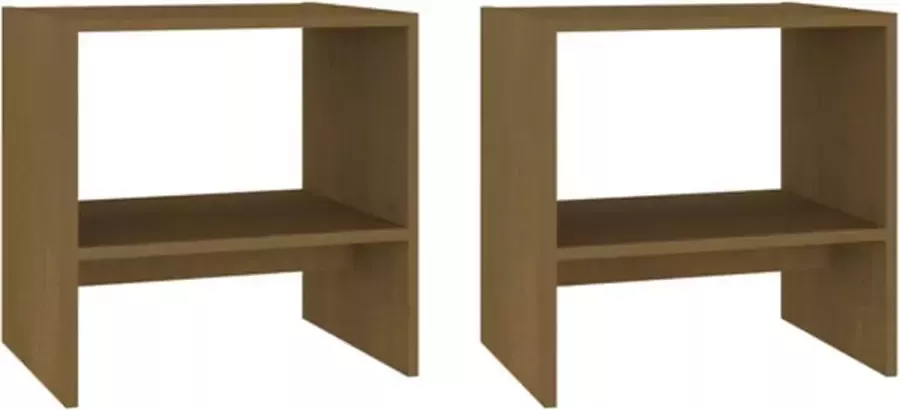 VidaXL Nachtkastjes 2 st 40x30.5x40 cm massief grenenhout honingbruin - Foto 2