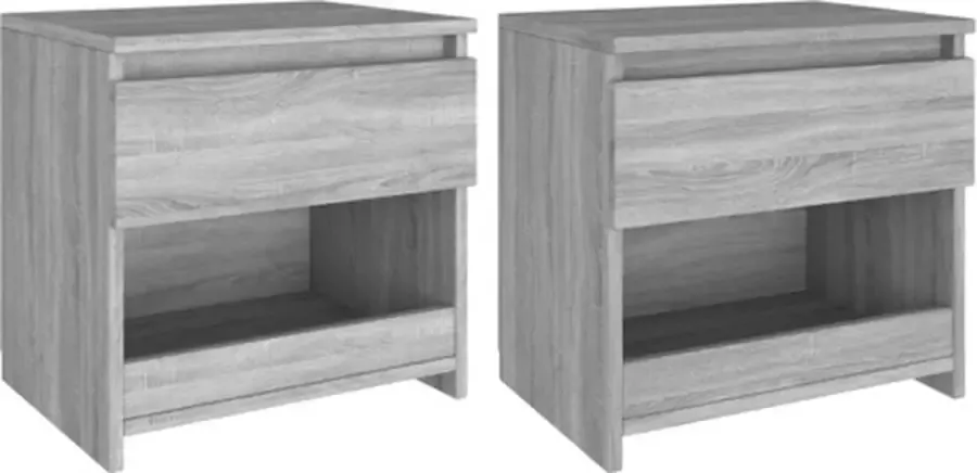 VidaXL Nachtkastjes 2 st 40x30x39 cm bewerkt hout grijs sonoma eiken - Foto 2