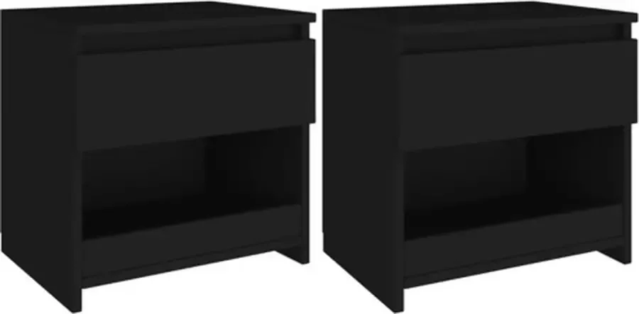 VidaXL Nachtkastjes 2 st 40x30x39 cm bewerkt hout zwart - Foto 5