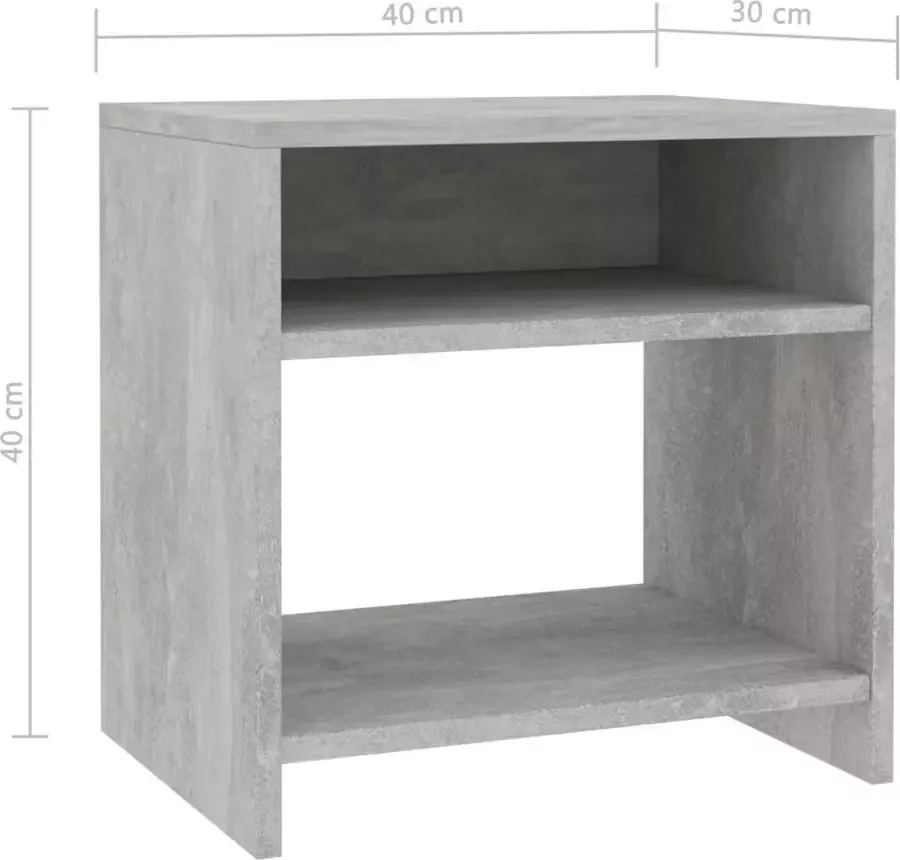 VidaXL -Nachtkastjes-2-st-40x30x40-cm-bewerkt-hout-betongrijs - Foto 2