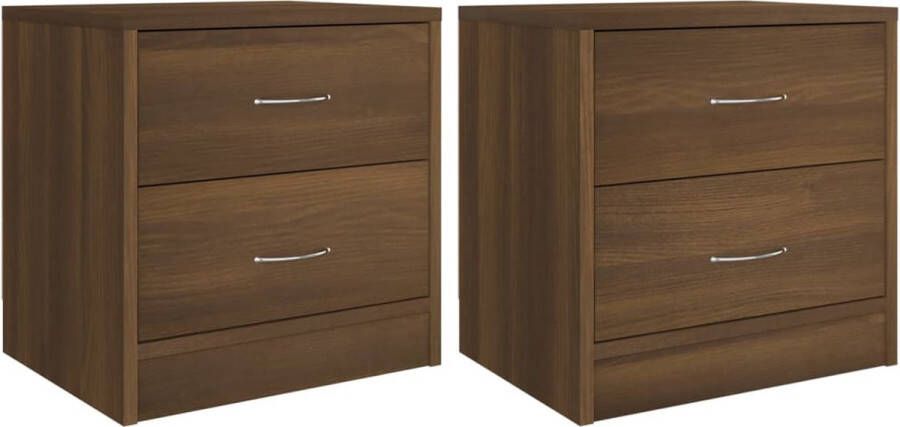VidaXL Nachtkastjes 2 stuks 40x30x40 cm Bruin Eikenkleur Nachtkastjes Bruine Eiken Houten Kast Slaapkamermeubilair Opbergkasten Design Meubel Living Accessoires Kamerdecoratie Cadeau Ideeën