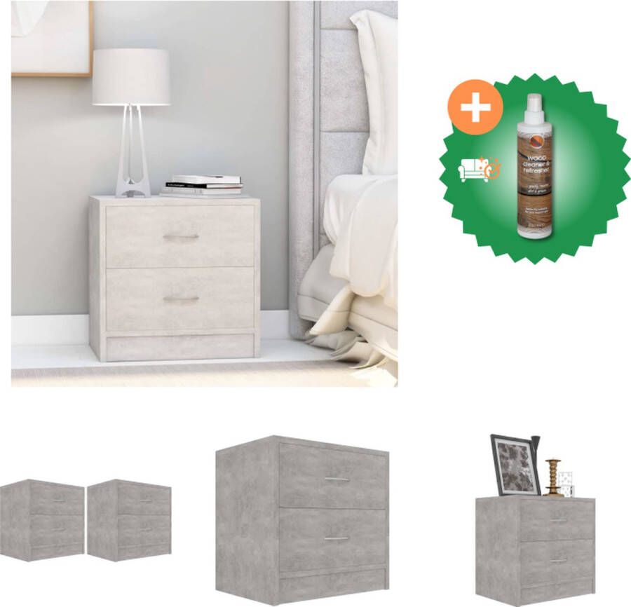 VidaXL Bedkastjes Betongrijs 40 x 30 x 40 cm Duurzaam Montage vereist Kast Inclusief Houtreiniger en verfrisser