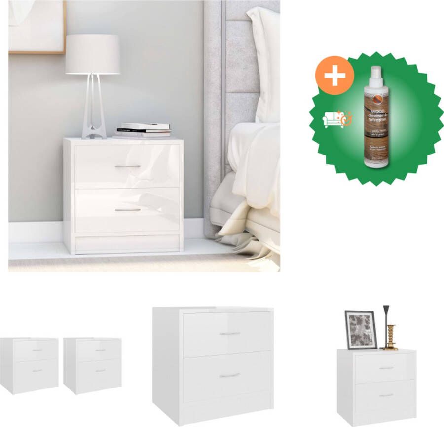 VidaXL Bedkastjes Praktisch Nachtkastje 40 x 30 x 40 cm Hoogglans wit Kast Inclusief Houtreiniger en verfrisser
