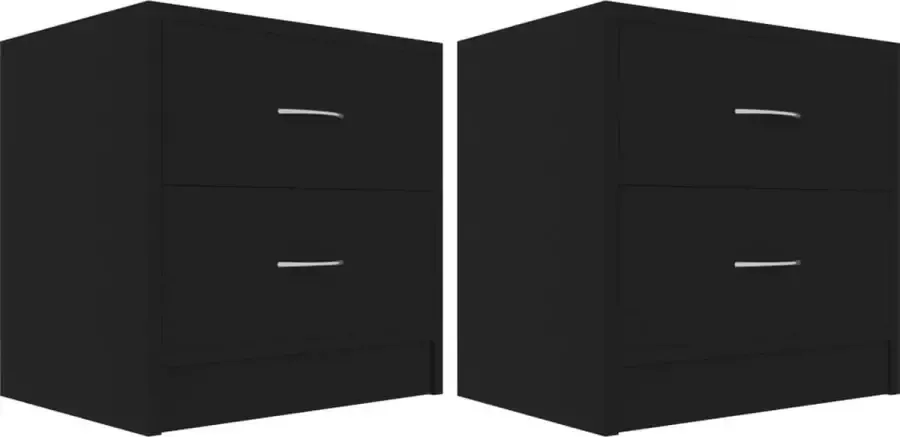 VidaXL -Nachtkastjes-2-st-40x30x40-cm-bewerkt-hout-zwart - Foto 4