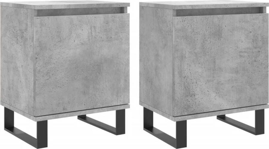 VidaXL -Nachtkastjes-2-st-40x30x50-cm-bewerkt-hout-betongrijs - Foto 1