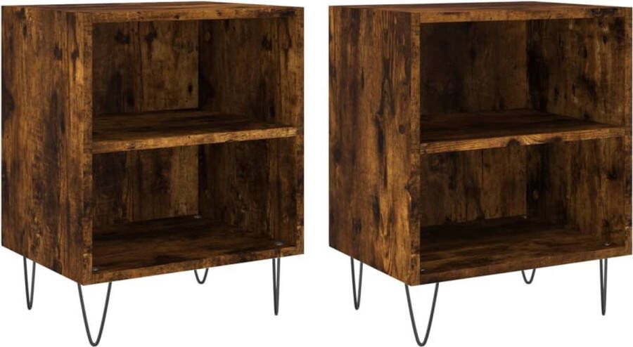 VidaXL -Nachtkastjes-2-st-40x30x50-cm-bewerkt-hout-gerookt-eikenkleurig - Foto 2