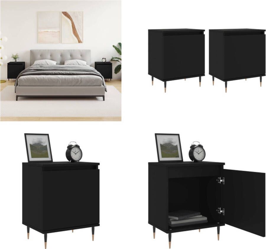 VidaXL -Nachtkastjes-2-st-40x30x50-cm-bewerkt-hout-zwart