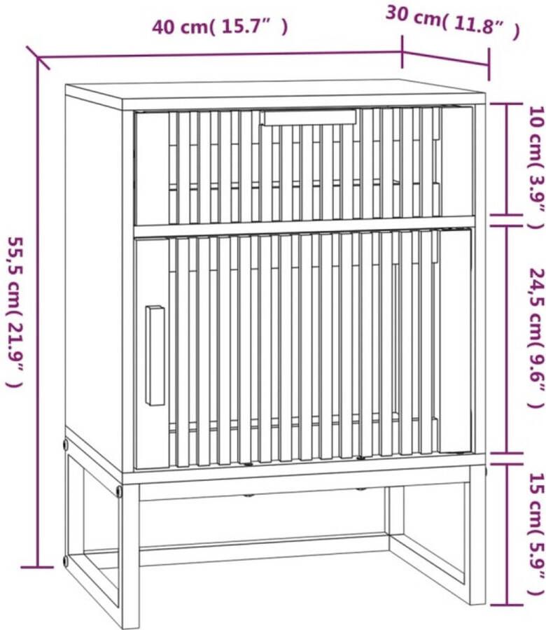 VidaXL -Nachtkastjes-2-st-40x30x55 5-cm-bewerkt-hout-en-ijzer-wit - Foto 4