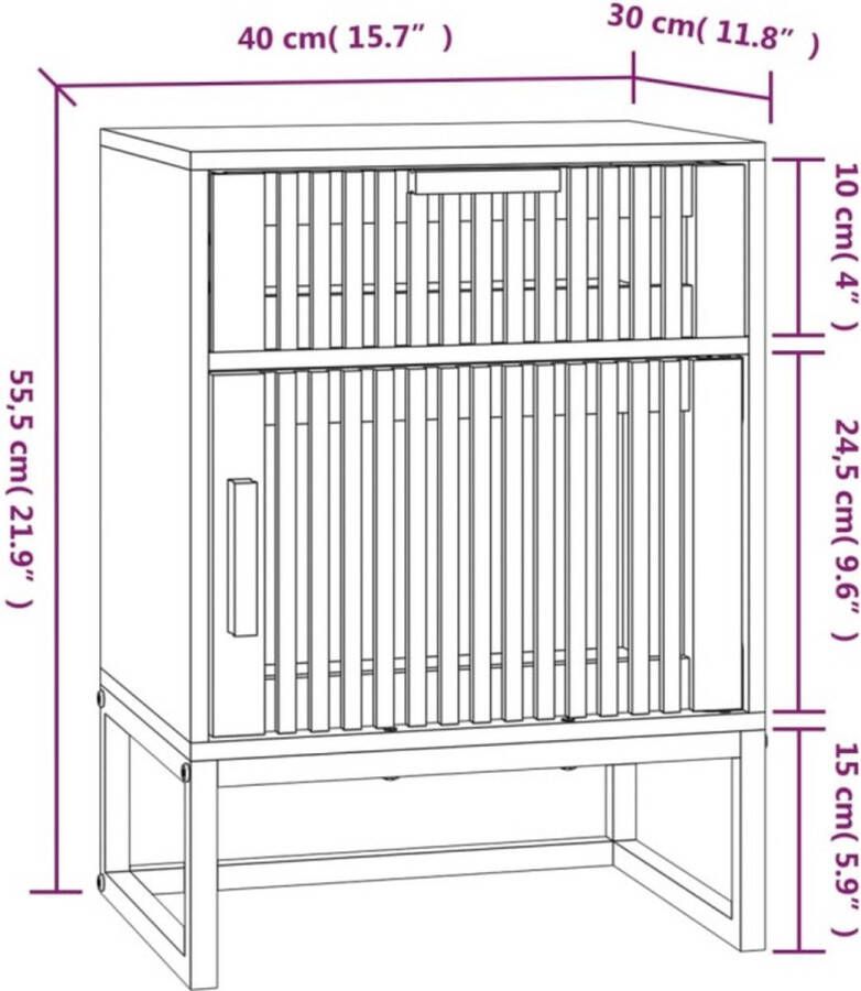 VidaXL -Nachtkastjes-2-st-40x30x55 5-cm-bewerkt-hout-en-ijzer-zwart - Foto 4