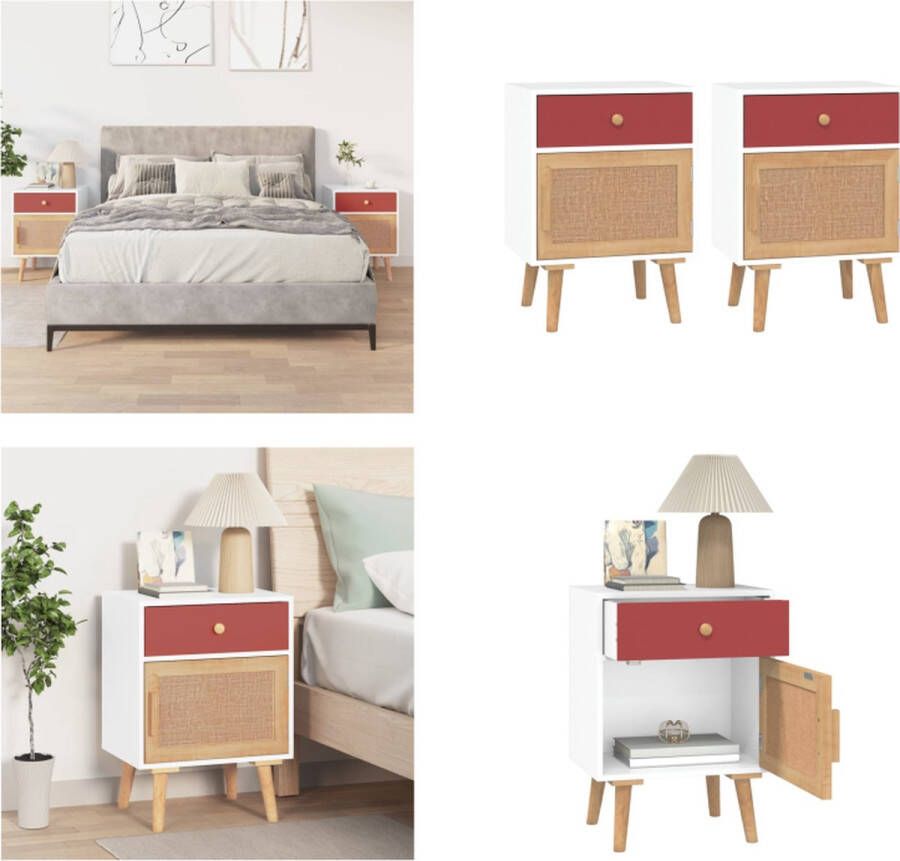 VidaXL Nachtkastjes 2 st 40x30x55 cm bewerkt hout wit Nachtkastje Nachtkastjes Nacht Kastje