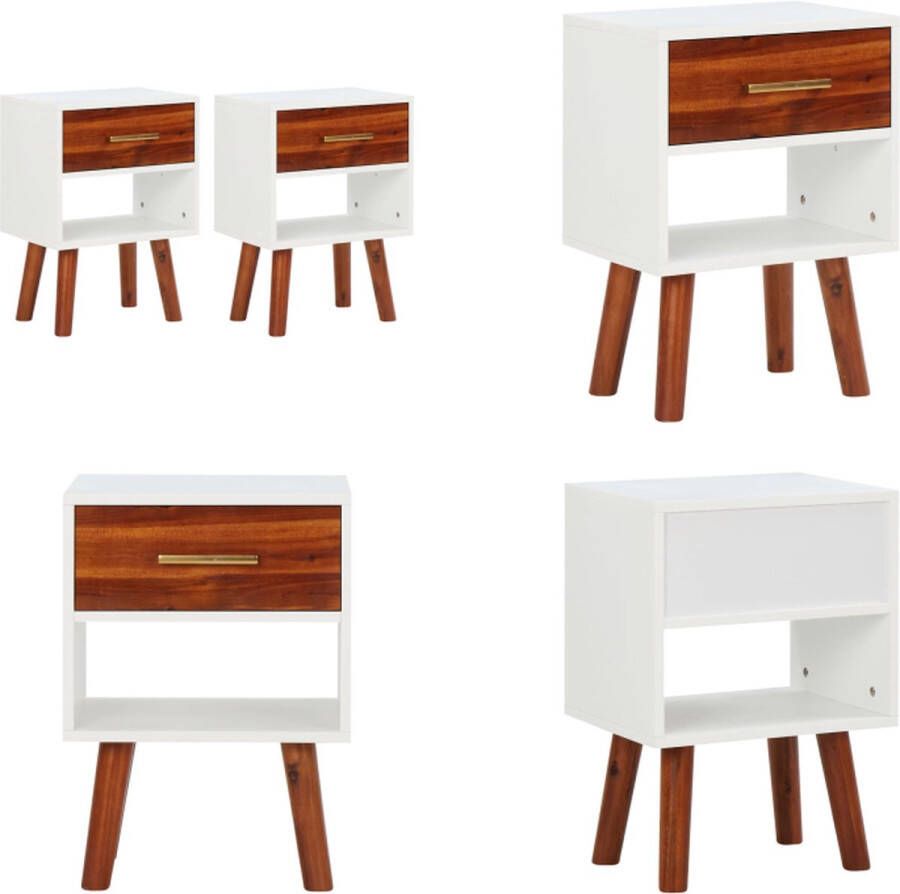 VidaXL Nachtkastjes 2 st 40x30x57 cm massief acaciahout Nachtkastje Nachtkastjes Nachttafel Nachttafels