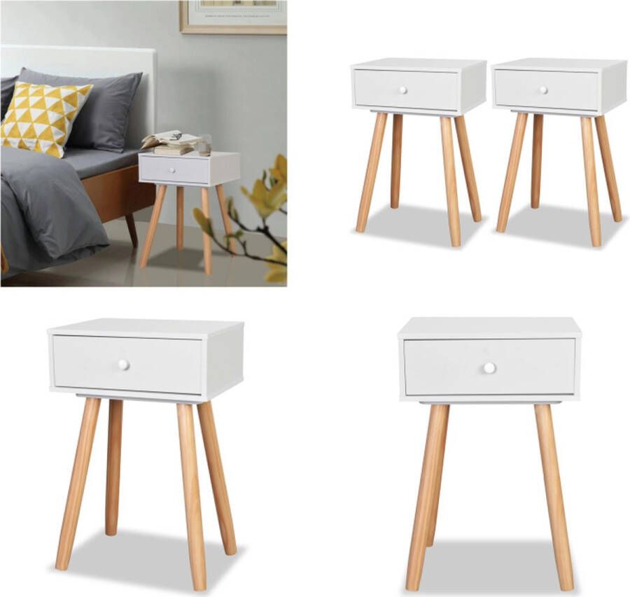 VidaXL Nachtkastjes 2 st 40x30x61 cm massief grenenhout wit Nachtkastje Nachtkastjes Nachttafel Nachttafels