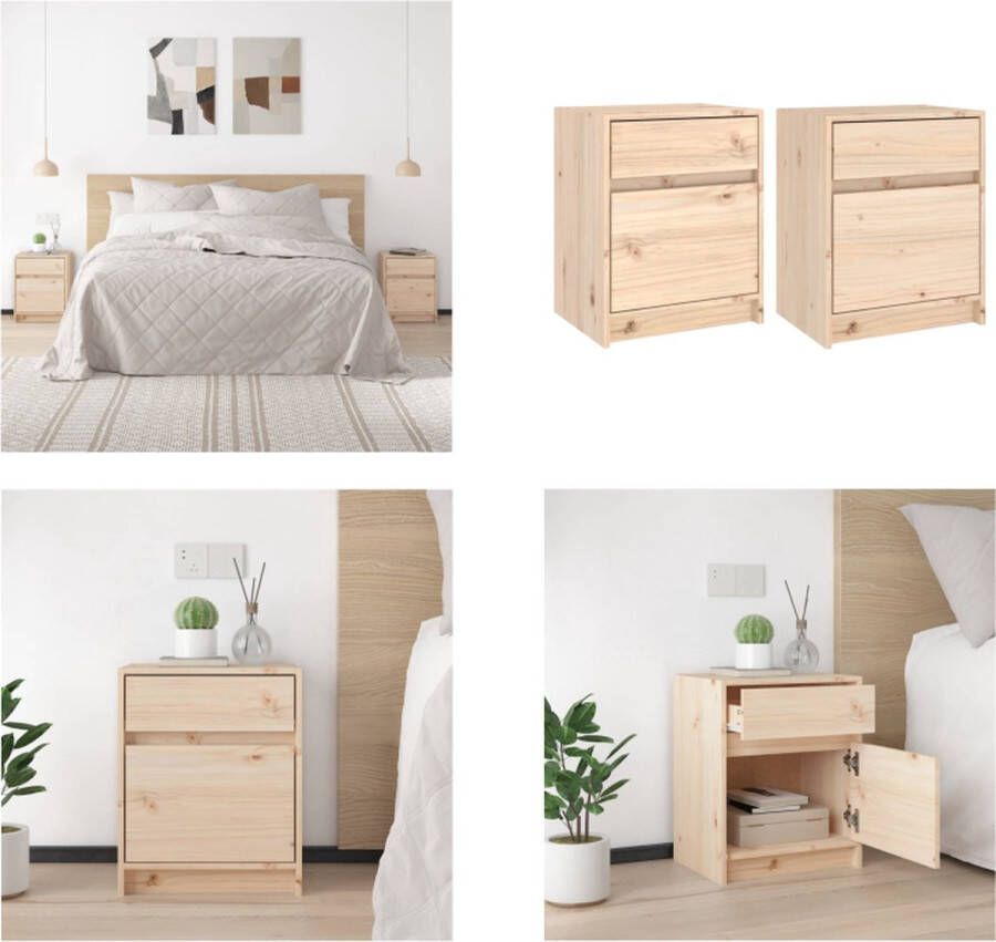 VidaXL Nachtkastjes 2 st 40x31x50 cm massief grenenhout Nachtkastje Nachtkastjes Nacht Kastje Nacht Kastjes