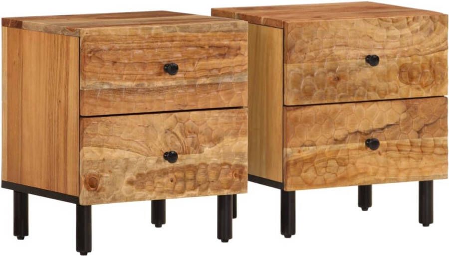 VidaXL -Nachtkastjes-2-st-40x33x46-cm-massief-acaciahout - Foto 4