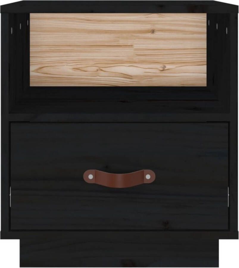 VidaXL -Nachtkastjes-2-st-40x34x45-cm-massief-grenenhout-zwart - Foto 2