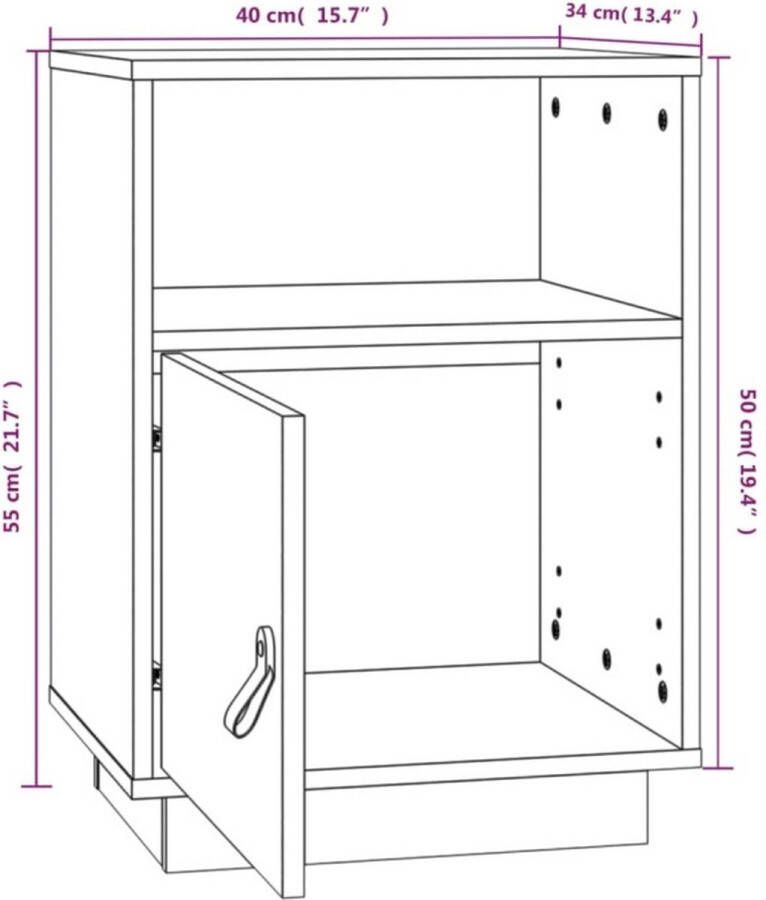 VidaXL -Nachtkastjes-2-st-40x34x55-cm-massief-grenenhout - Foto 3